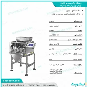 بروشور دستگاه بسته بندی/دستگاه پرکن پودر و گرانول چهار توزین 50-1500 نیمه اتوماتیک