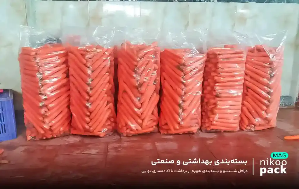 از برداشت تا بسته بندی هویج بستهبندی بهداشتی و صنعتی